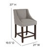 Flash Furniture Carmel Series Grey Fabric/Wood Stool, 24" CH-182020-24-LTGY-F-GG